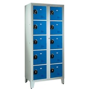 Kleerkast 2 kolommen 10 compartimenten monoblok grijs blauw